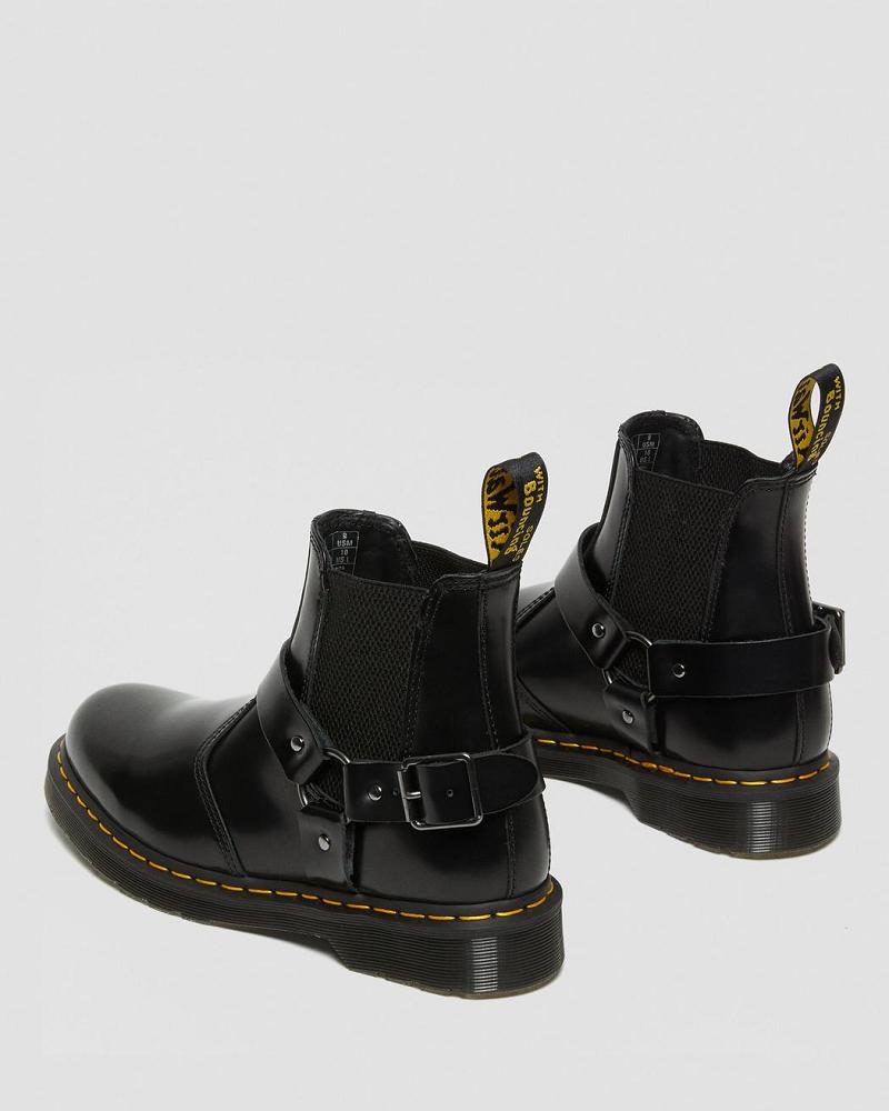 Black Women's Dr Martens Wincox Smooth Leather Buckle Ankle Boots | CA 73KOR